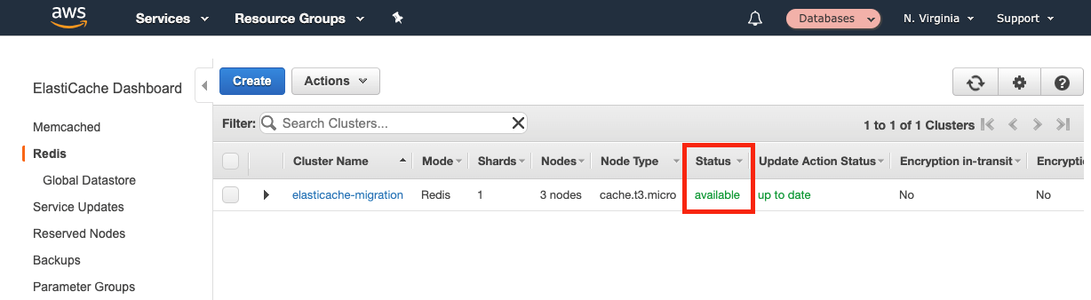 When your cluster has a &quot;Status&quot; of &quot;available&quot;, you are ready to move on to the next module