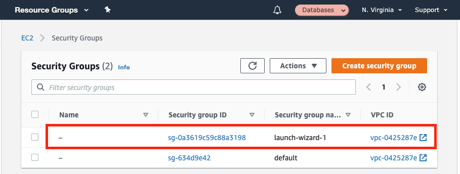 Find the security group that you used for your Amazon EC2 instance and ElastiCache instance, and choose it