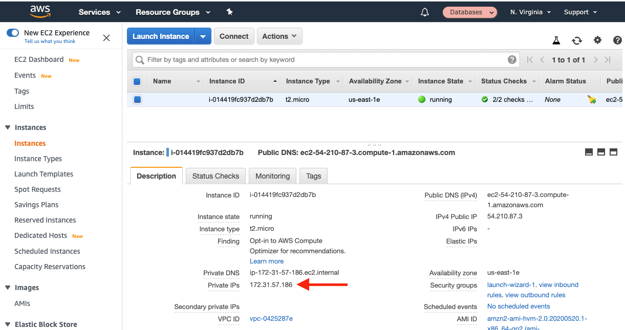 Find the instance that is hosting your Redis cluster and copy the &quot;Private IPs&quot; value