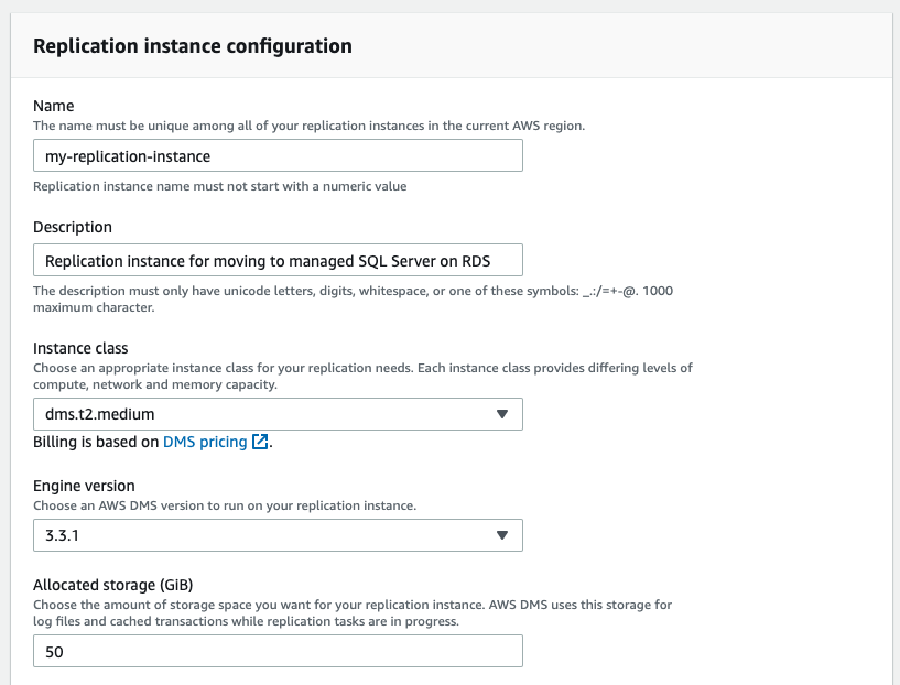 Configure your replication instance