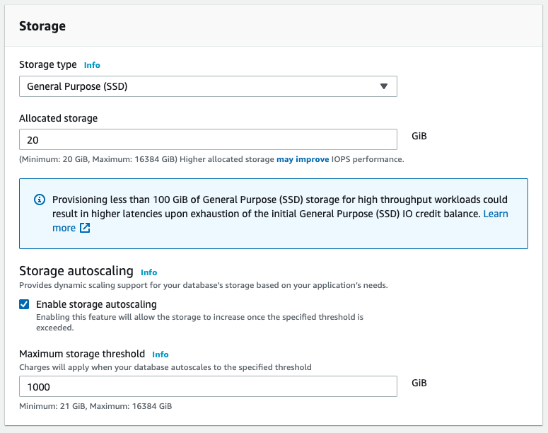 Configure the storage options for your Amazon RDS database