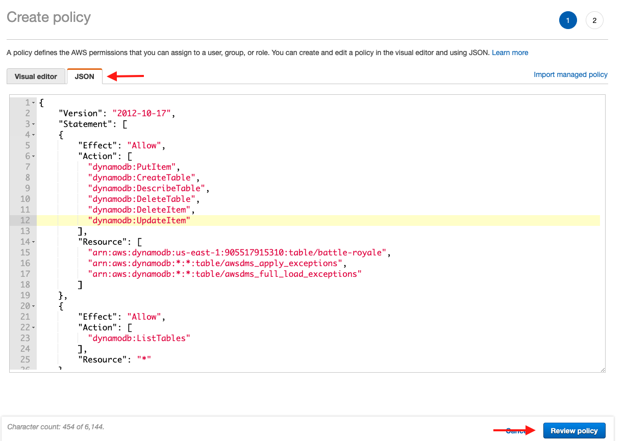 Choose the &quot;JSON&quot; tab and paste the code into the editor