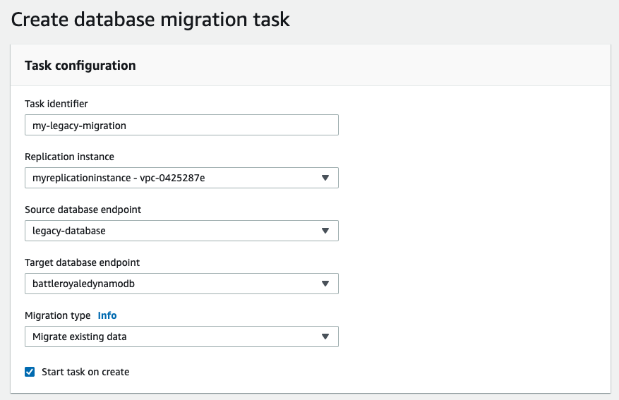 Set up the parameters of your replication task