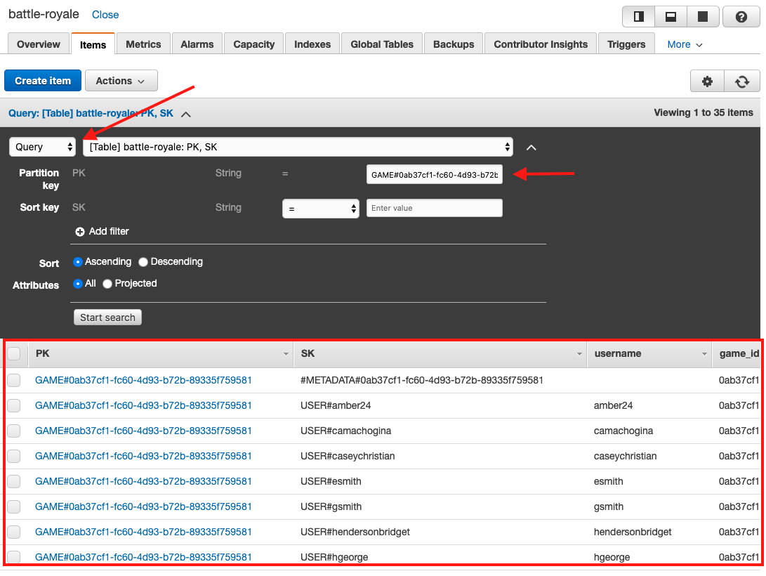 Run a SQL query to look at the users in a game in your database