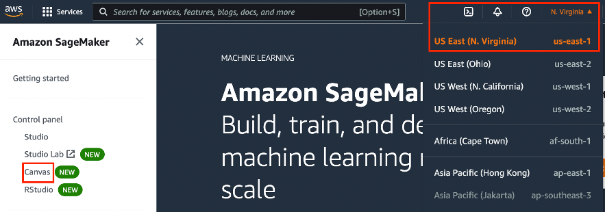 步驟 2：存取 Amazon SageMaker Canvas