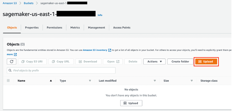 2단계: Amazon S3 버킷에 데이터 세트 업로드