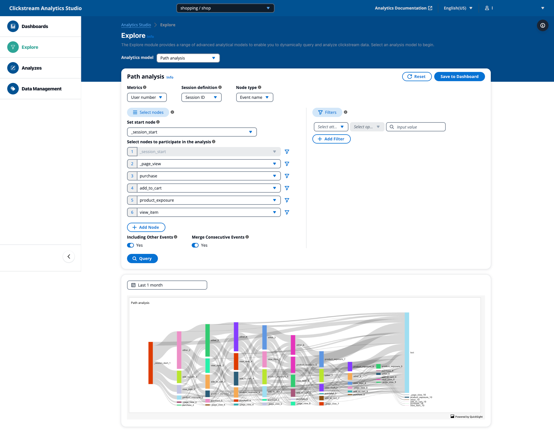 Clickstream Analytics on AWS | Path | Dashboard Visual Thumbnail