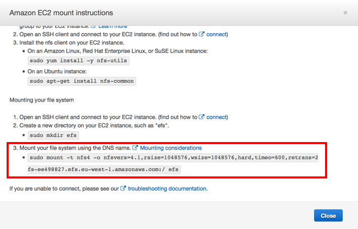 NFS server and client on AWS