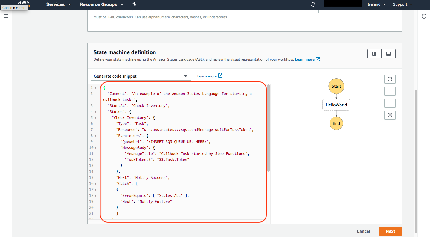 Replace the contents of the State machine definition window