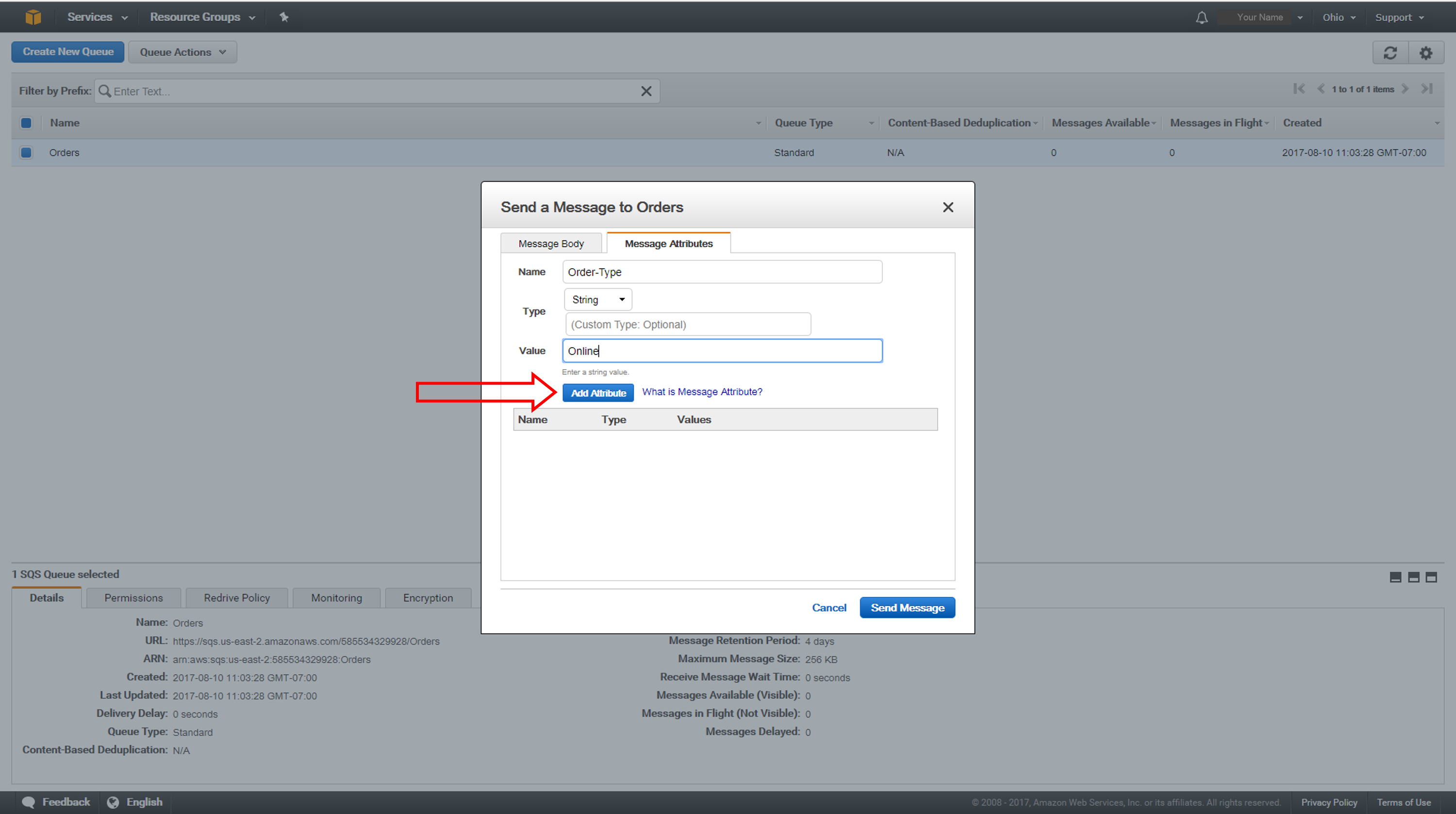 Send queue. Amazon simple queue service шифрование. Order attributes Tab.