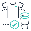 Icon showing a t-shirt and mug for AWS Training and Certification Subject Matter Experts