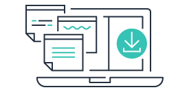 Icon of computer screen showing informational resource documents