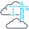 imagem de um guindaste de constru&ccedil;&atilde;o nas nuvens