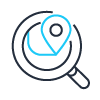 image of a magnifying glass with a map icon