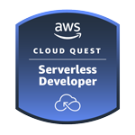 ป้ายนักพัฒนาระบบที่ไม่ต้องใช้เซิร์ฟเวอร์ของ AWS Cloud Quest