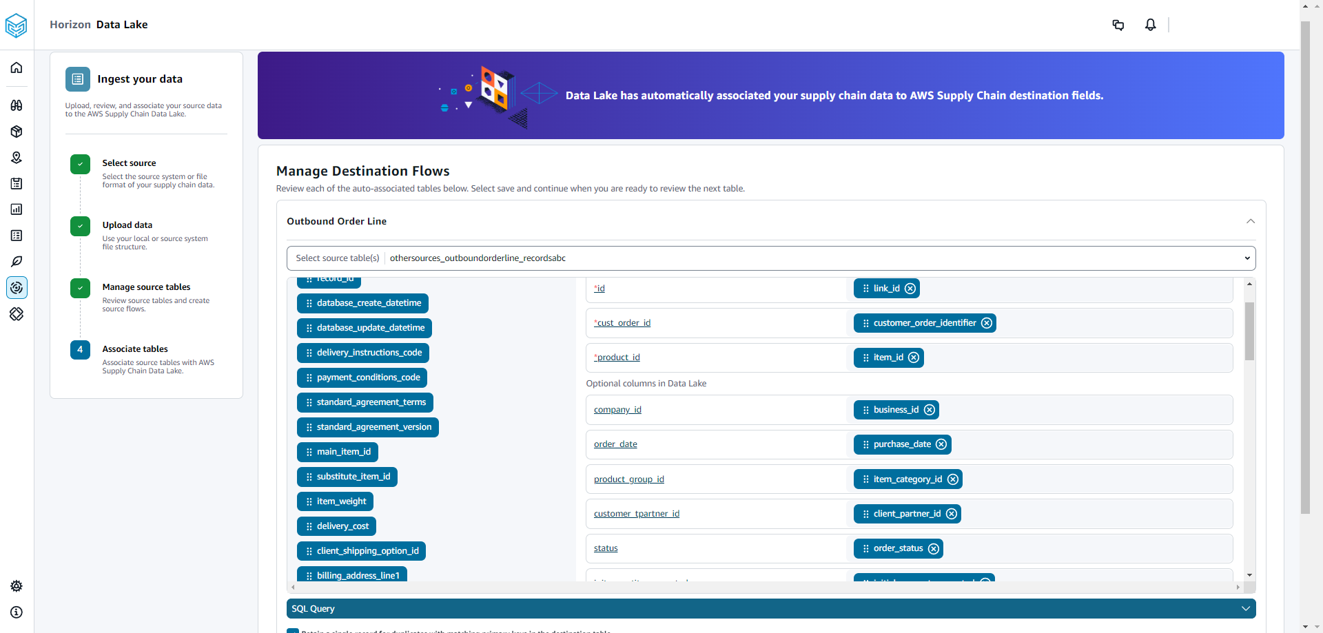 associa&ccedil;&atilde;o de dados de data lake atualizados