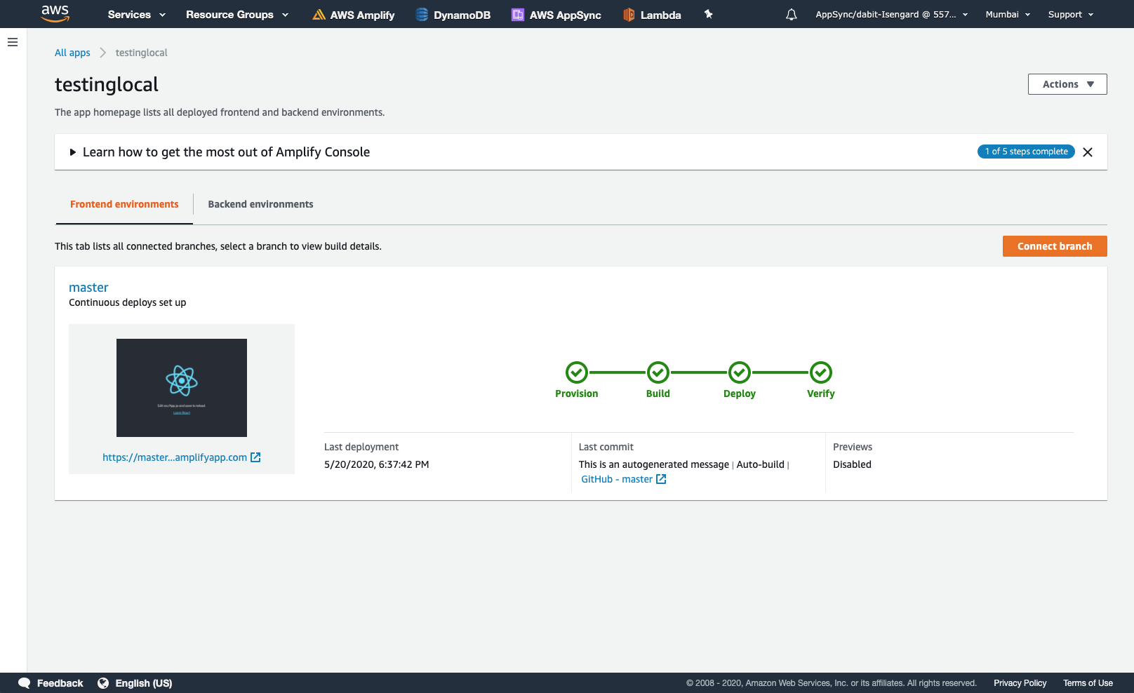 Front End Amplify Deploy Source Module 1